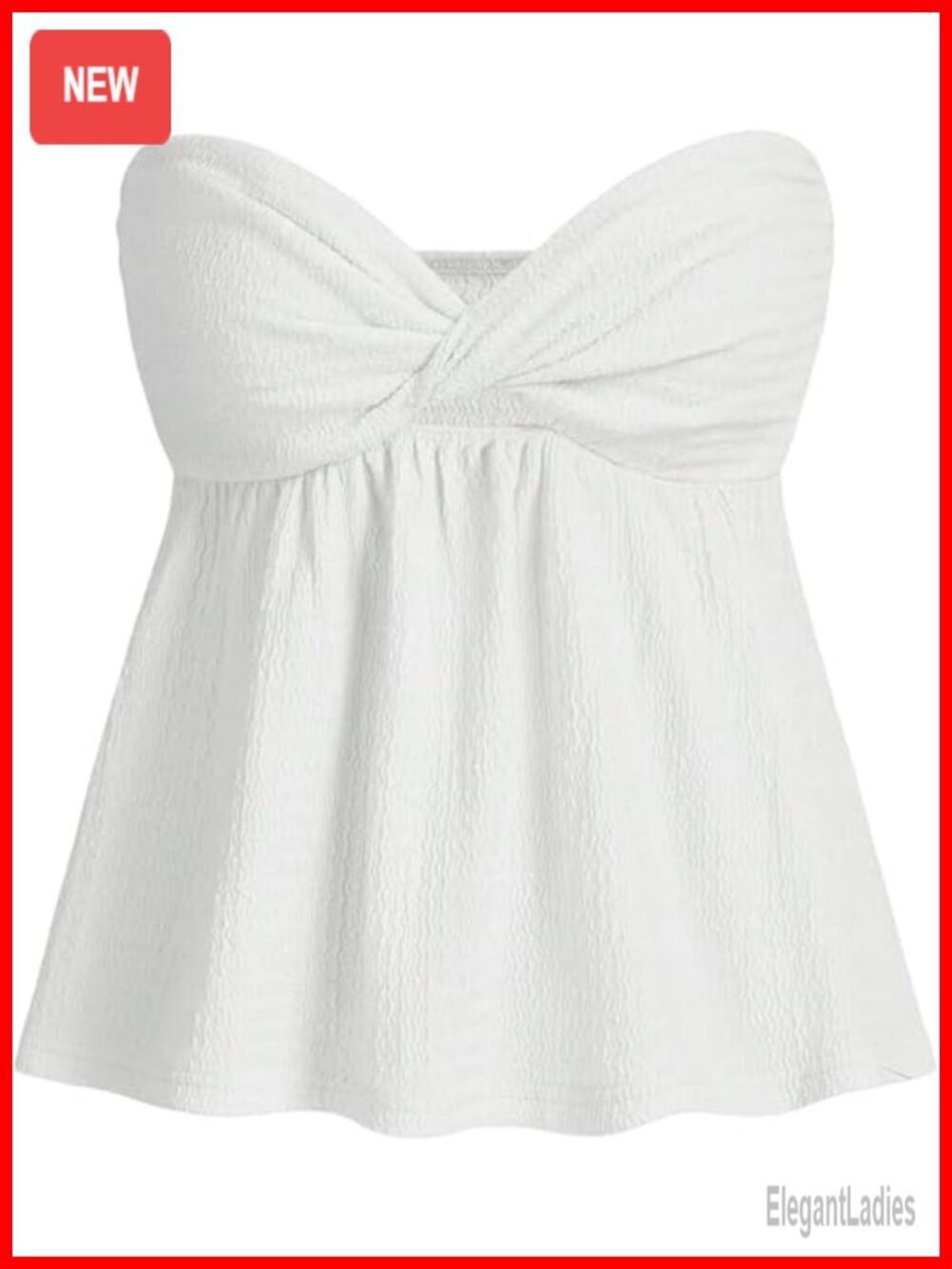 Twist Peplum Tube Top Strapless Sleeveless Bandeau Ruffle Summer Top